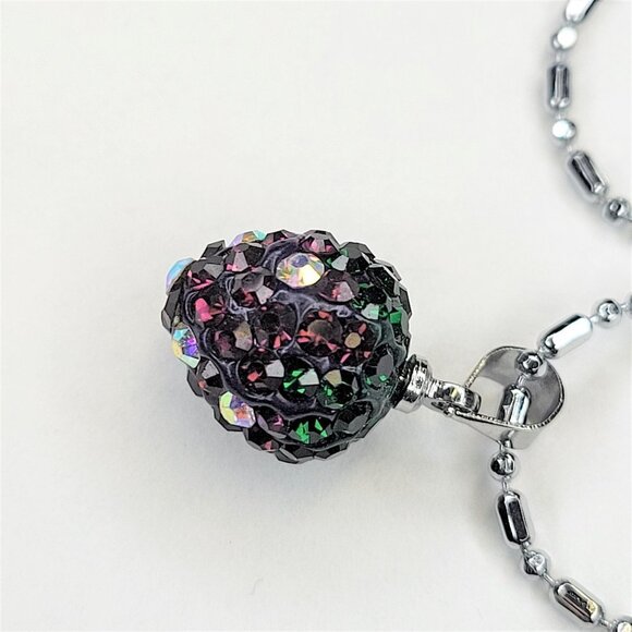 Heart Style Purple and Green Crystal Rhinestones Pendant Necklace - Picture 2 of 7